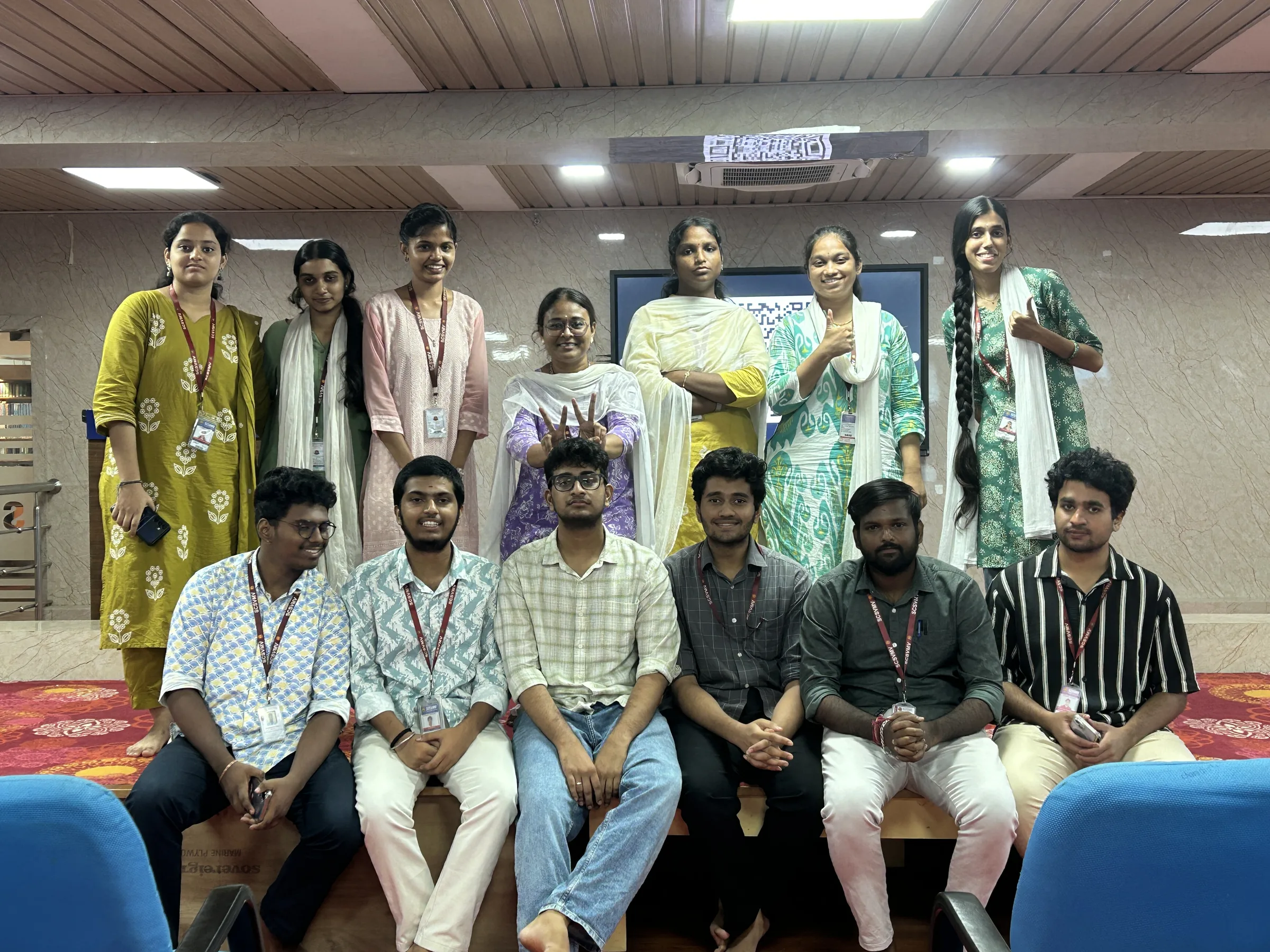 The student organising team gathered on the APEX stage