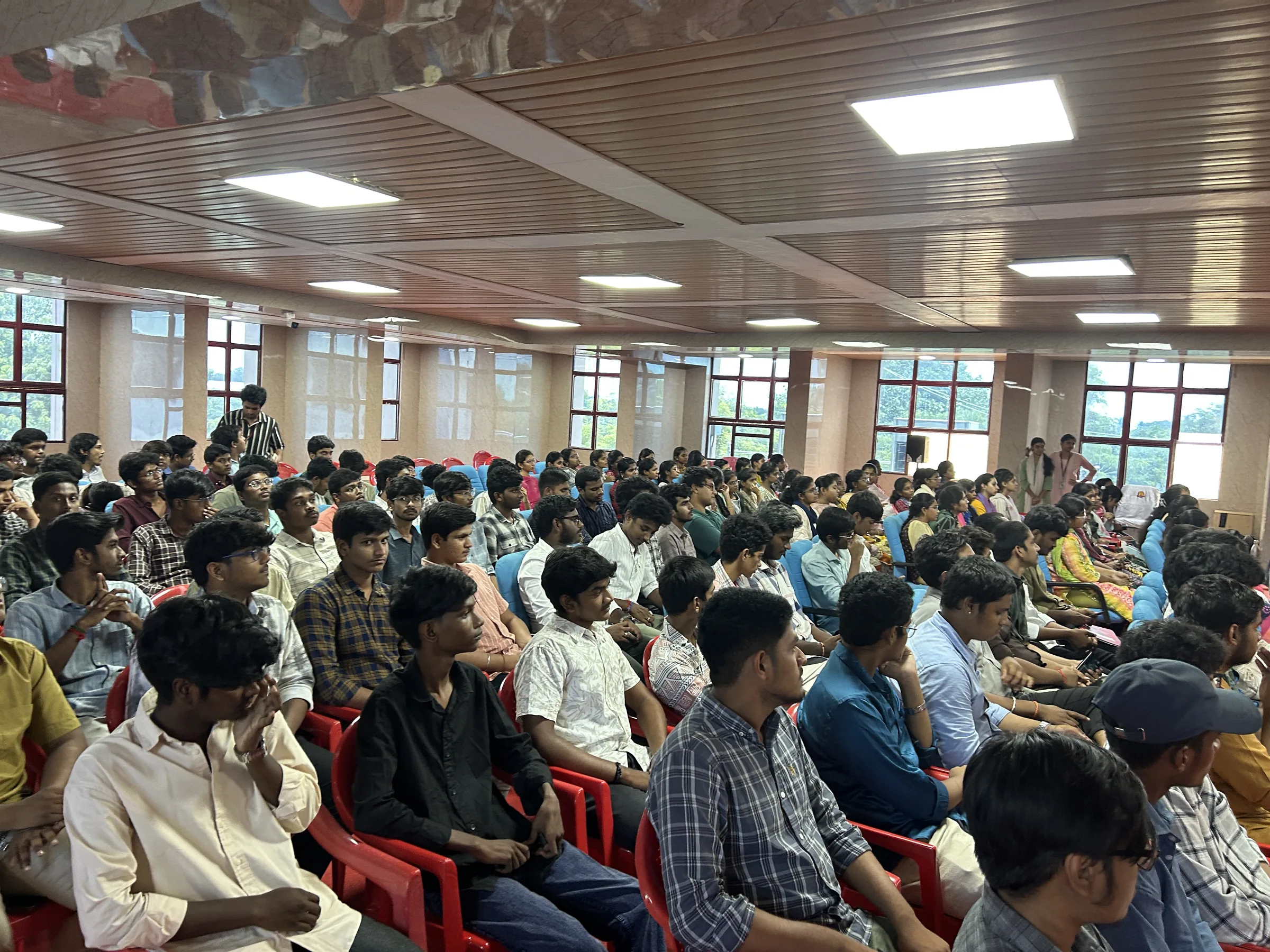 First-year students seated across the Freshie Intro hall